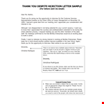 Thank You Rejection Letter - Interview Email: Thank You Sincerely example document template