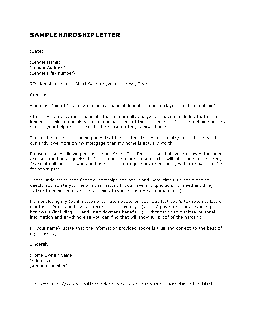 Creditors Hardship Letter Template: Address Financial Hardships with