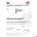 Quality Assurance Management Certificate example document template