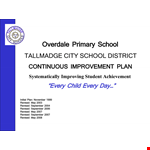 Primary School Continuation Plan Example example document template 