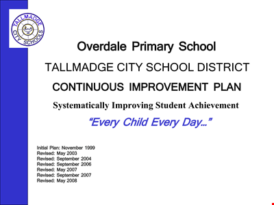 Primary School Continuation Plan Example