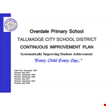 Primary School Continuation Plan Example example document template