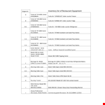 Restaurant Equipment Inventory List Template example document template