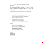 Social Media Manager Job Description example document template