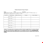 Student Semester Progress Report example document template