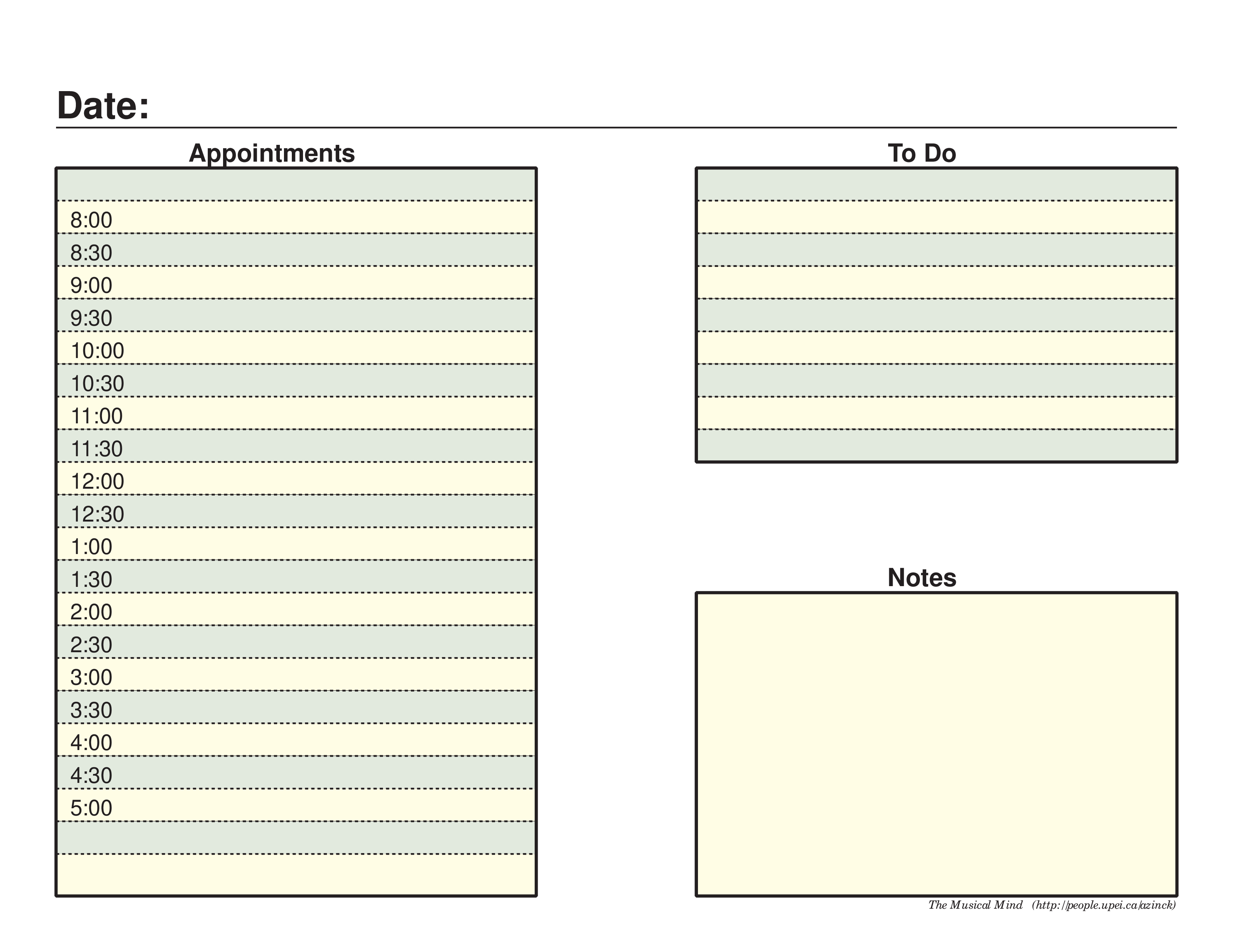 Download our daily planner template for effective notes and appointments
