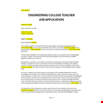 Teacher Job Application for Engineering College example document template