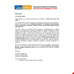 Student Conduct Warning Letter example document template