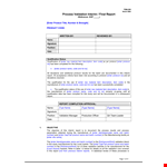 Process Validation Report example document template