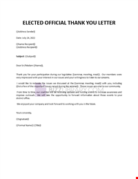 New Elected Official Thank You Letter