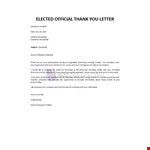 New Elected Official Thank You Letter example document template 