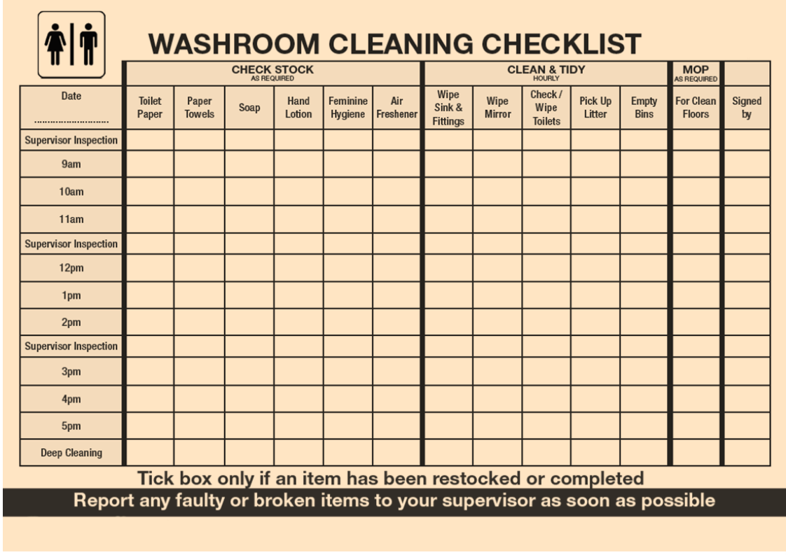 printable bathroom cleaning checklist template