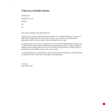 Thank You Email After Interview Template | Expressing Gratitude to Interview Recipient example document template