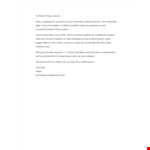 Recommendation Letter for a Position example document template