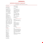 Printable Wedding Registry Checklist example document template