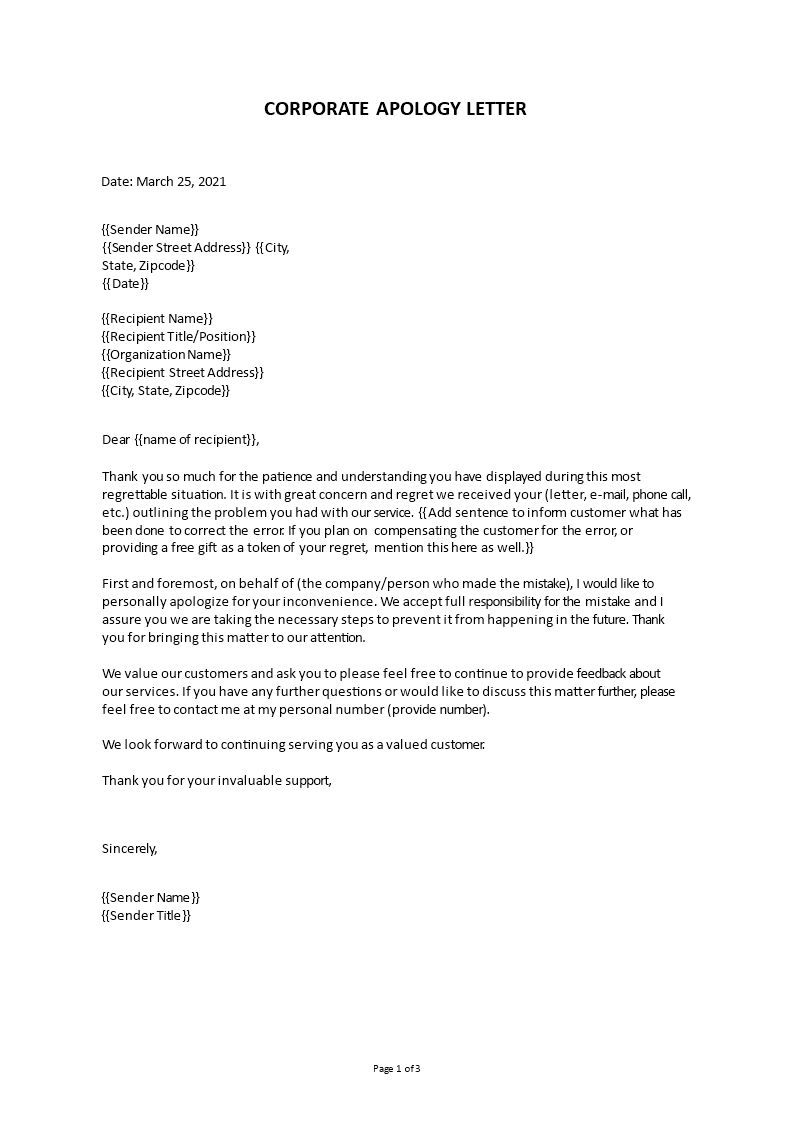 corporate apology letter Main Image corporate apology letter
