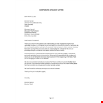 Corporate Apology letter example document template