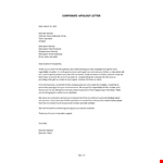 Corporate Apology letter example document template 