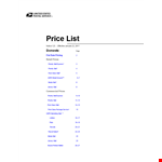 Price List Chart - Compare Prices and Find the Best Deals example document template