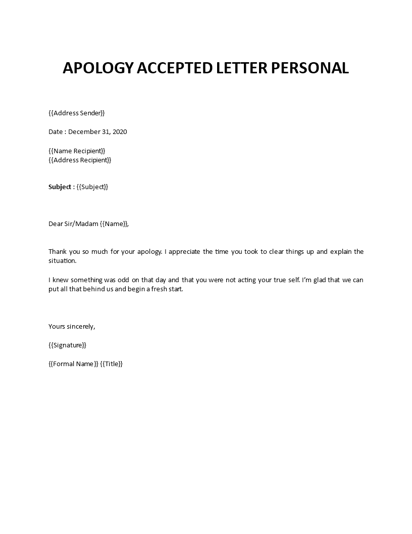 personal apology letter sample template