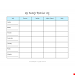 Weekly Exercise Log example document template