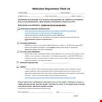 Medication Requirement Checklist example document template