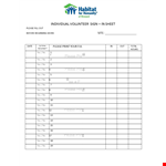 Individual Volunteer Sign In Sheet example document template