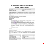 Lesson Plan Template for PE in Elementary School example document template 
