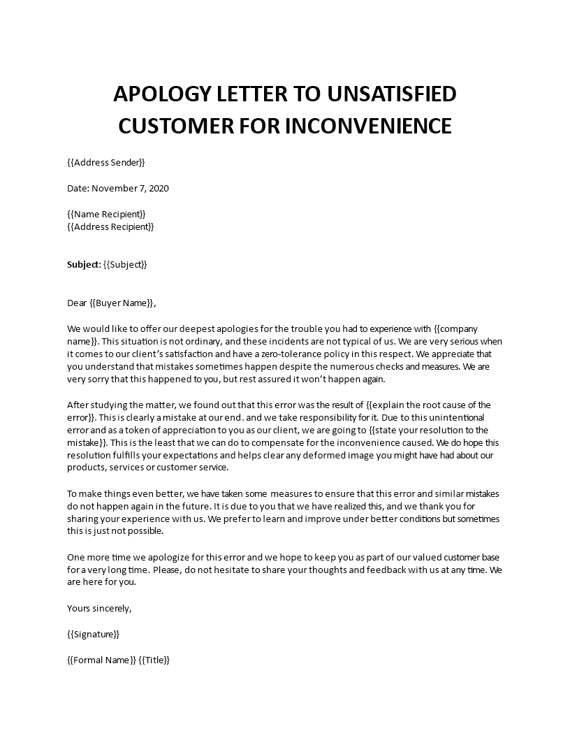 sample apology letter to customer for poor service