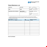 Printable Patient Medication List example document template