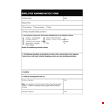 Employee Write Up Form | Warning for Failure by Employee | Manager's Action example document template