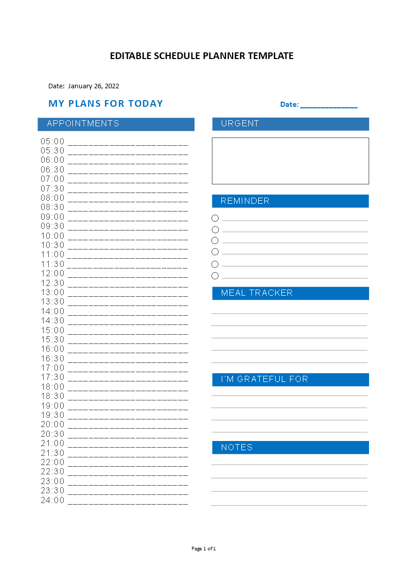 editable schedule planner template Main Image editable schedule planner template