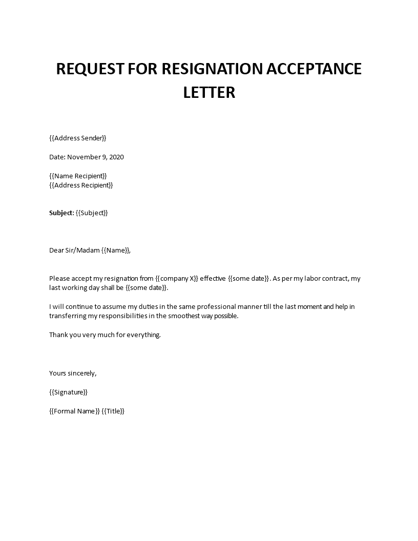 resignation request letter