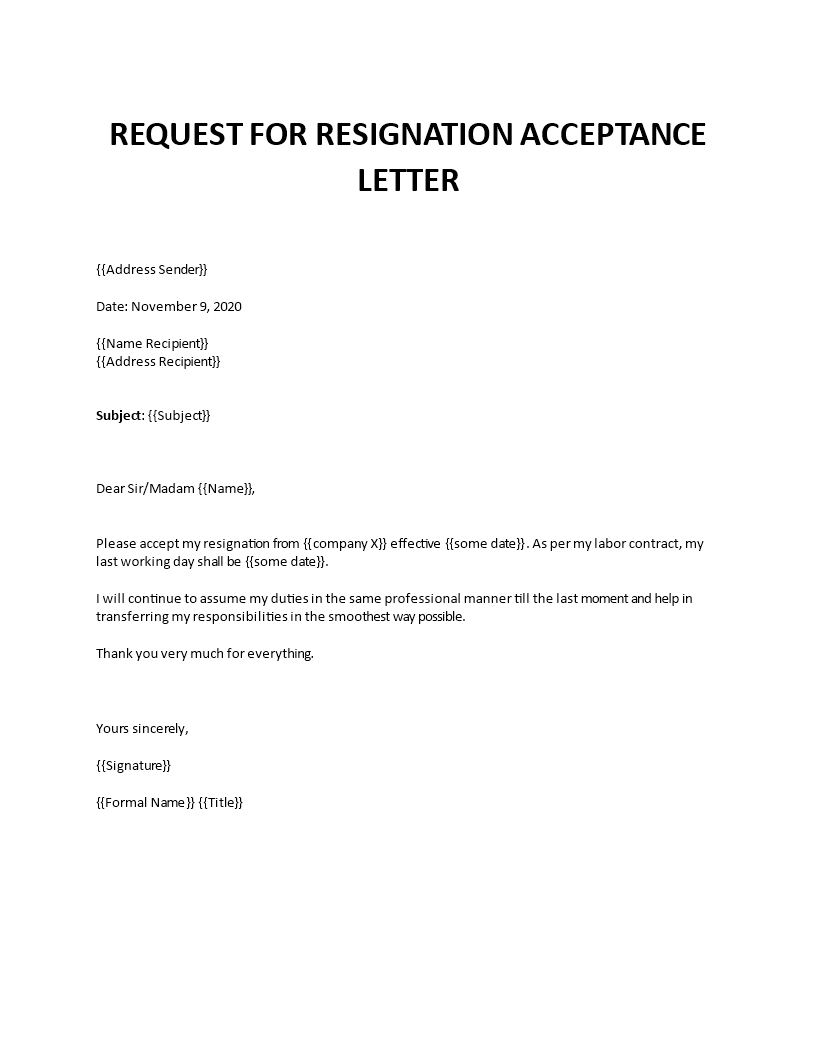 resignation request letter Main Image resignation request letter