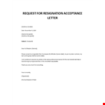 Resignation request letter example document template