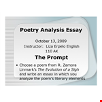 Sample Poetry Analysis Essay example document template