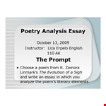 Sample Poetry Analysis Essay example document template 