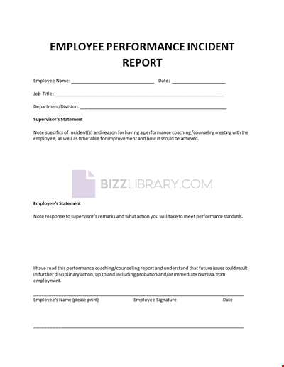 Employee Performance Incident Report