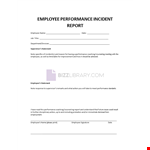 Employee Performance Incident Report example document template