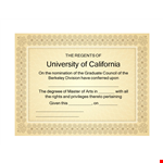 Custom Diploma Templates for University of California | Regents Certified example document template