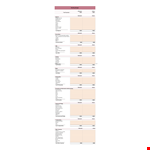 Weeding Budget Spreadsheet example document template