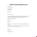 Meeting announcement letter example document template