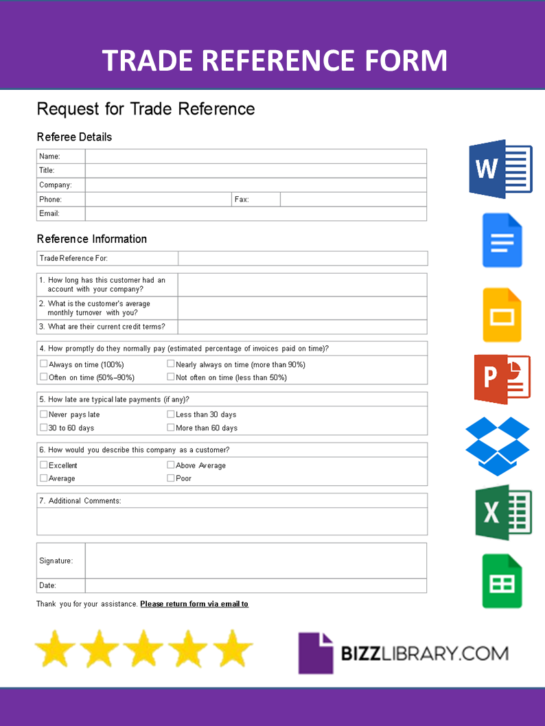trade reference form template