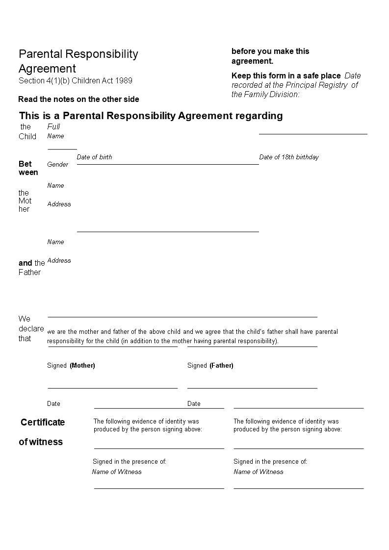 Court Approved Parenting Responsibility Agreement for Co Parenting Court Approved Parenting Responsibility Agreement for Co Parenting