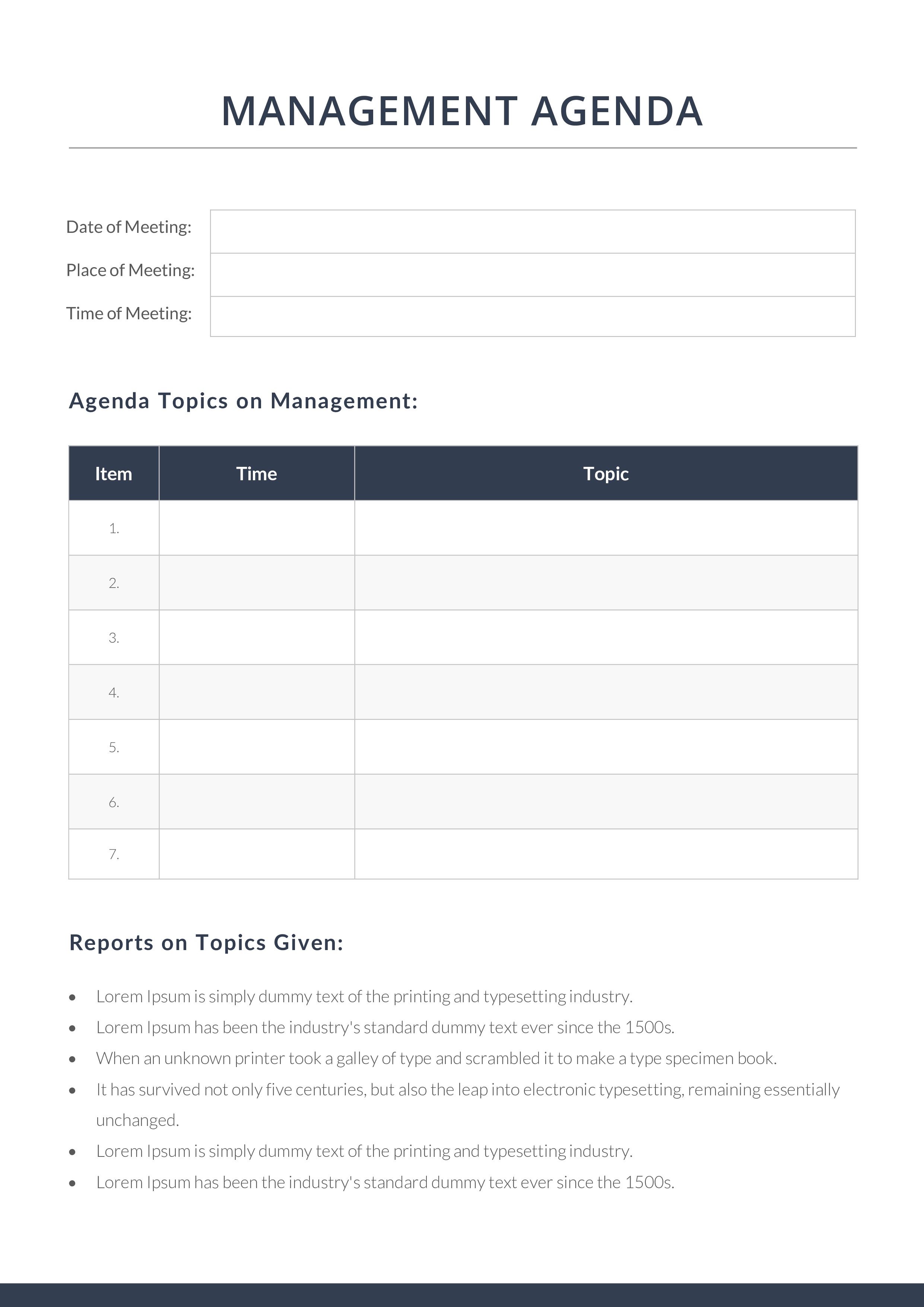Management Agenda Template For Lorem Ipsum Industry management-agenda-template-for-lorem-ipsum-industry