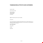 Thanksgiving Letter to Customers example document template 
