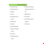 Essential Packing List Template for Stress-free Travel | Include Bowls, Towels & Openers example document template