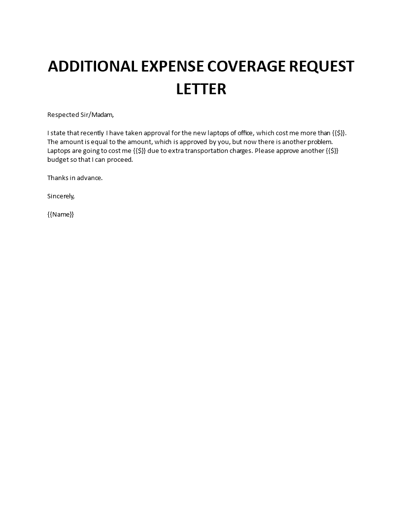 approval request additional expenses