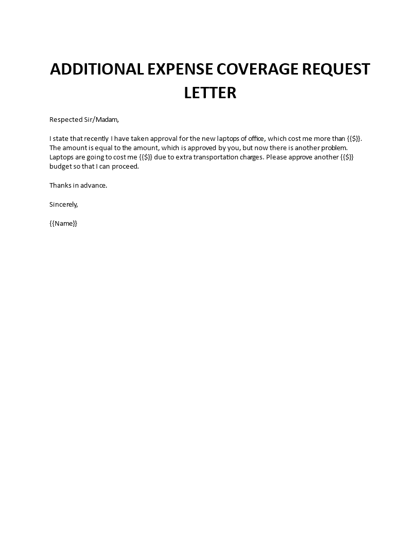 Approval request additional expenses