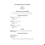 Professional Work Experience Chronological Resume example document template